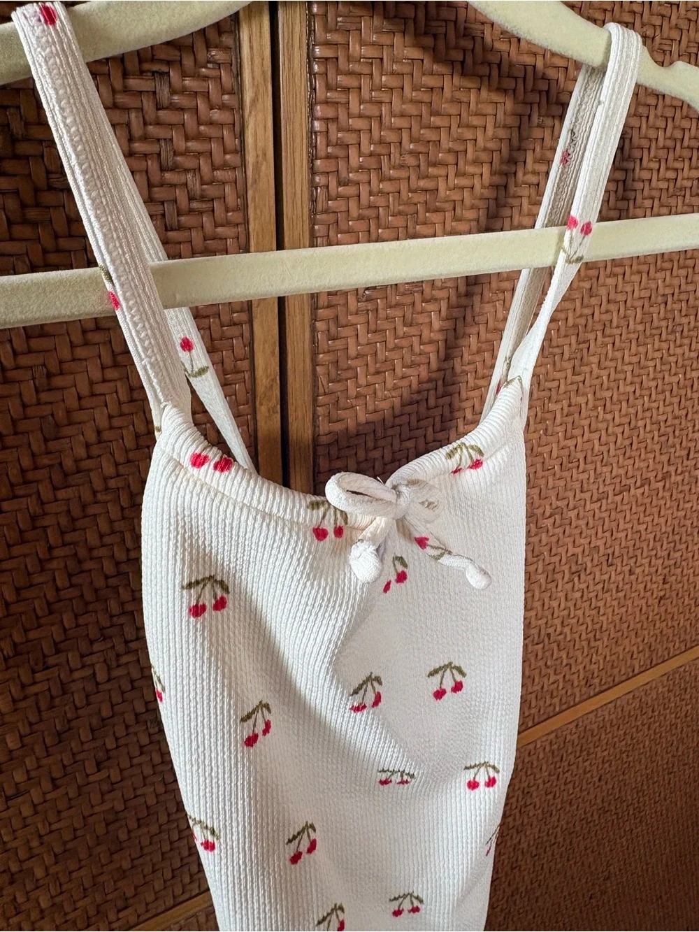 Zara Cream Knit Cherry Print Tank Dress